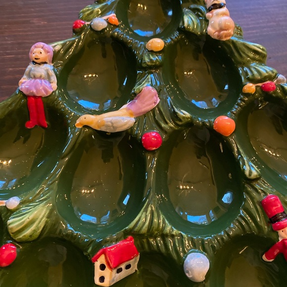 Spode Green Christmas Tree Egg Plate - Picture 2 of 5